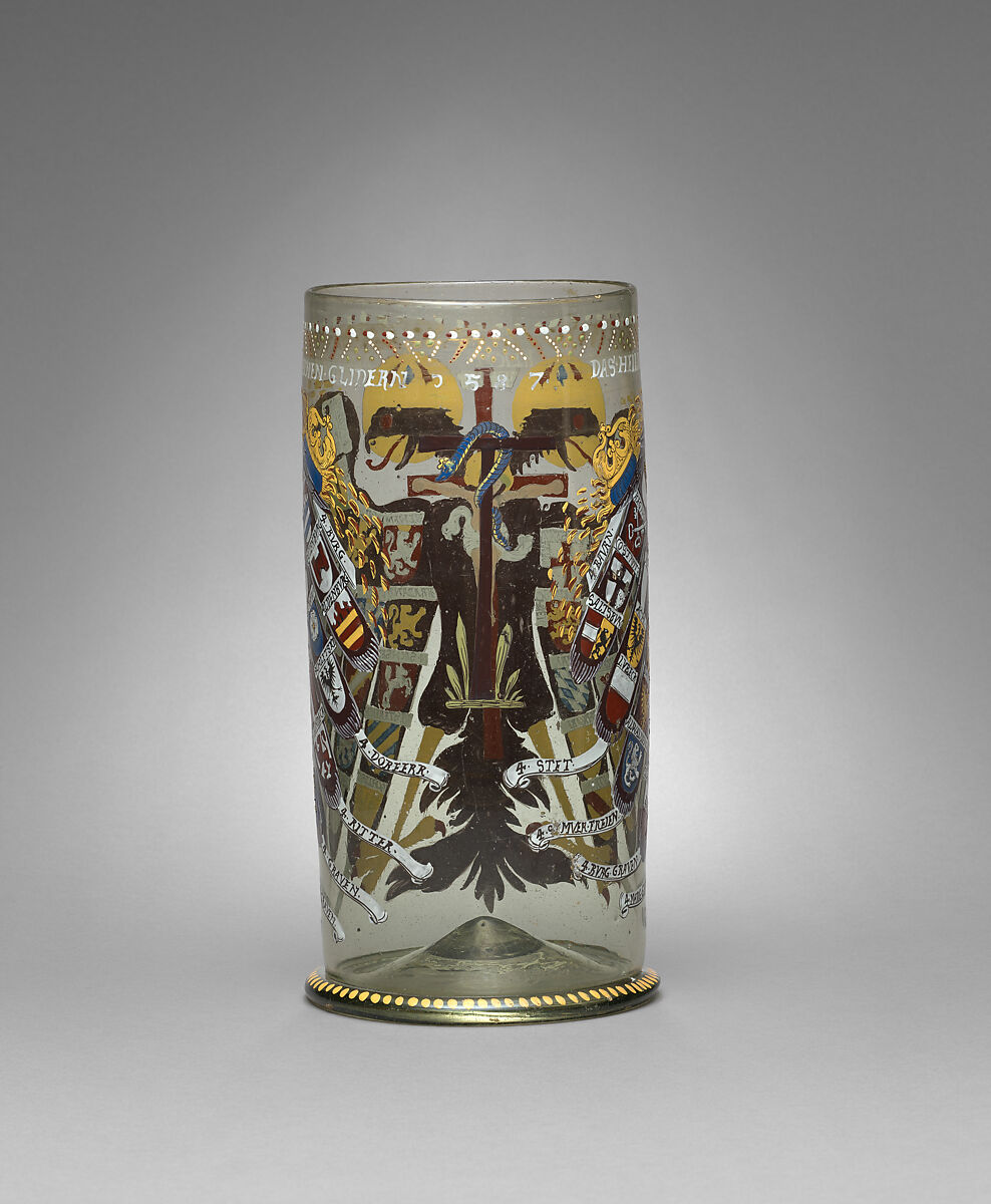 Beaker (Reichsadler Humpen), Enameled glass, Bohemian