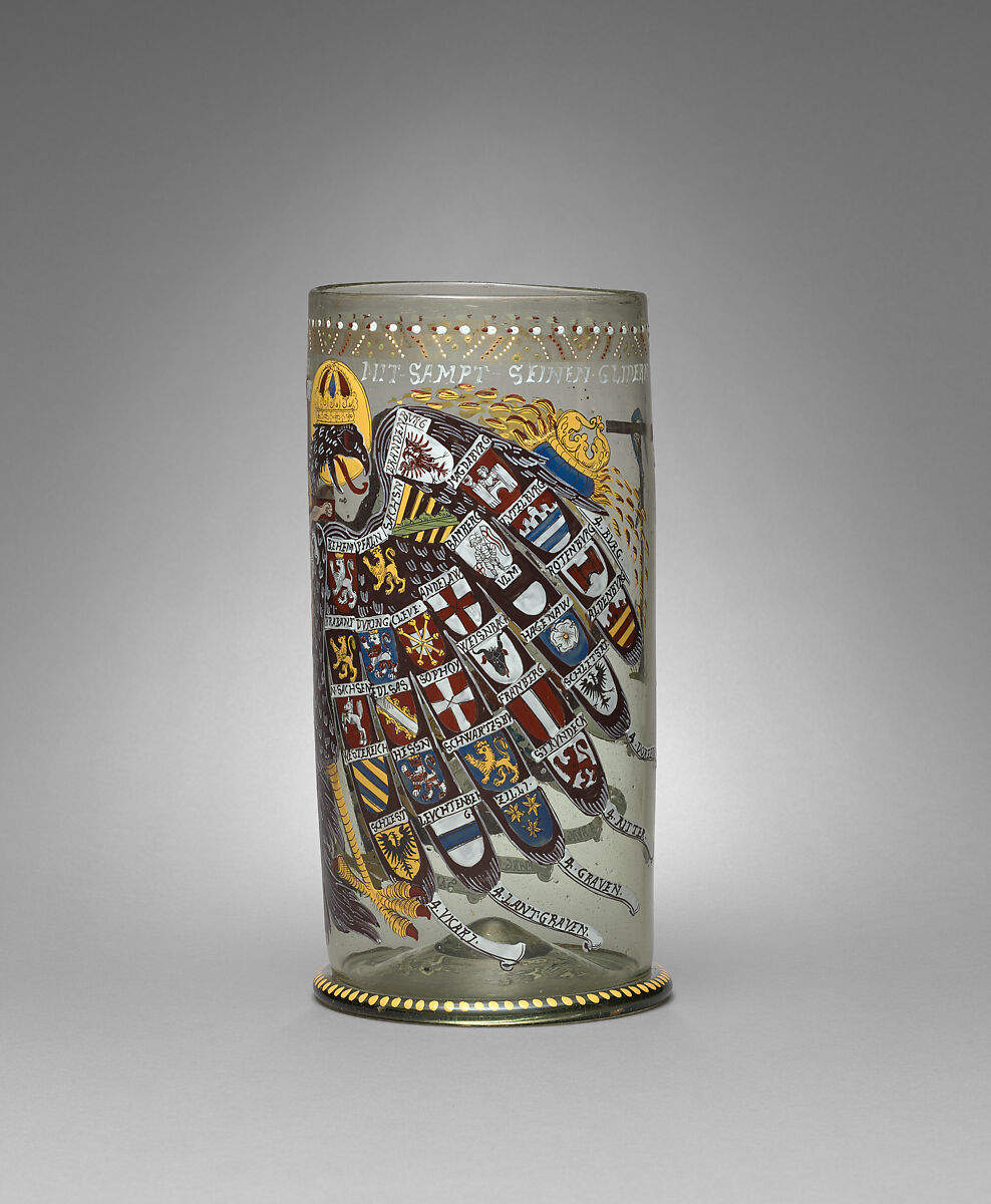 Beaker (Reichsadler Humpen), Enameled glass, Bohemian