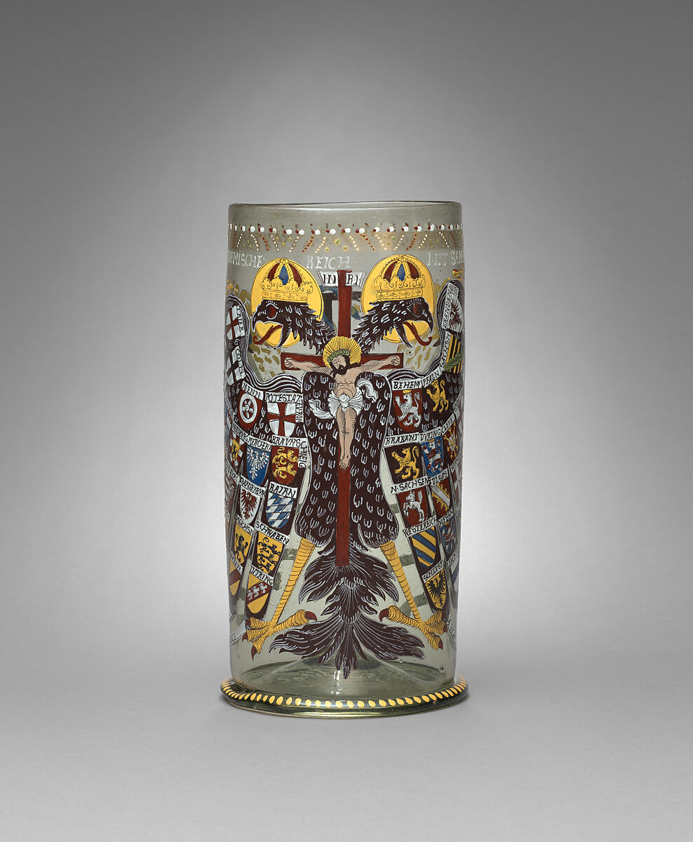 Beaker (Reichsadler Humpen), Enameled glass, Bohemian