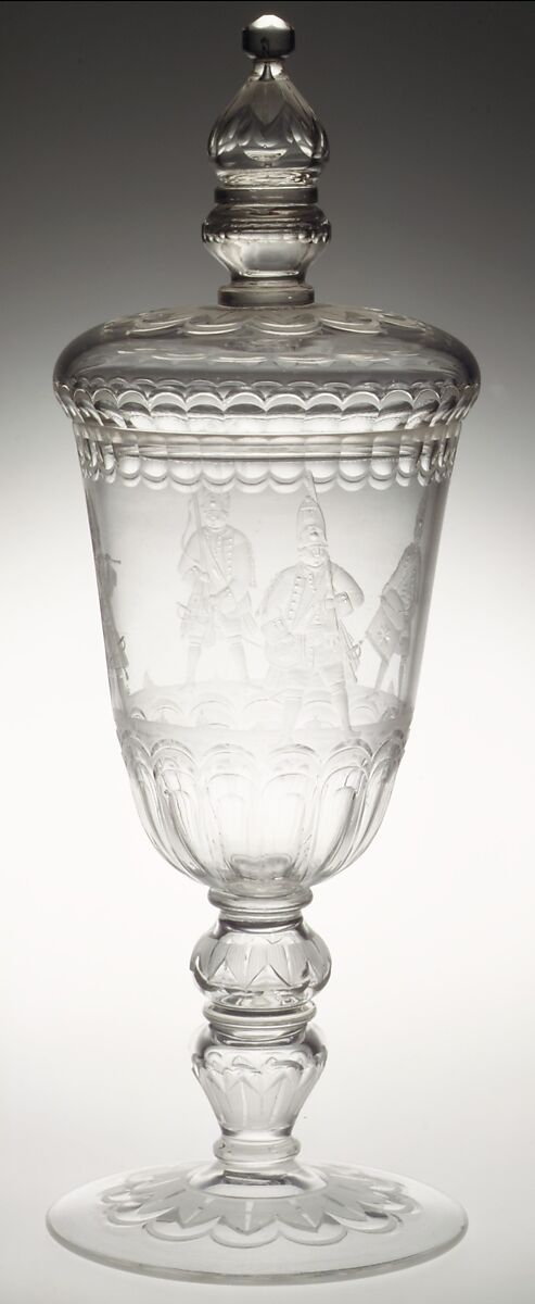 Standing cup with cover, Glass, German, Potsdam 