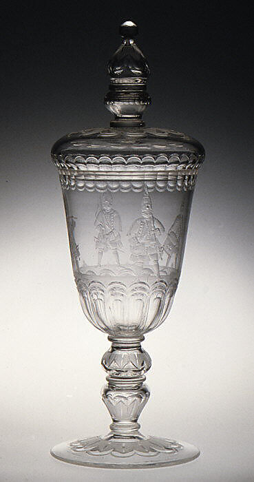 Standing cup with cover, Glass, German, Potsdam