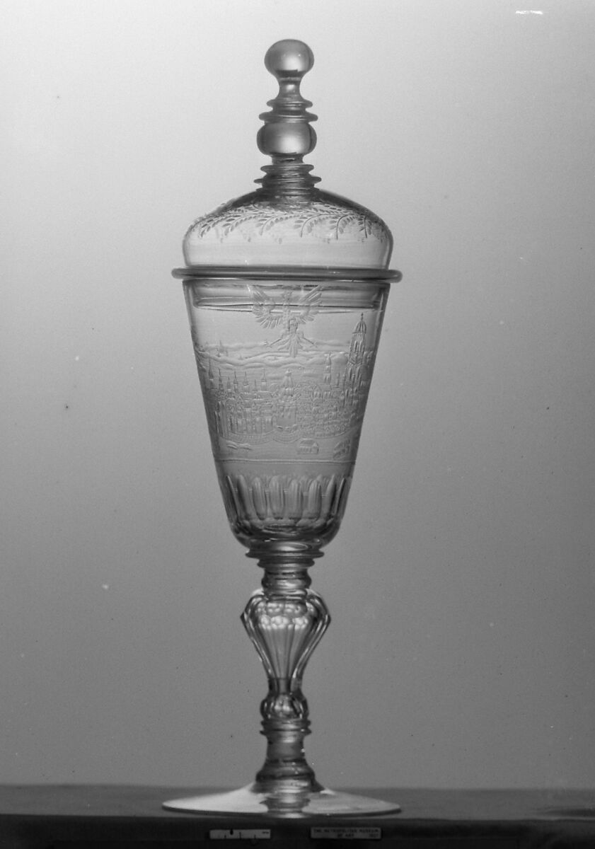 Standing cup with cover, Glass, German 