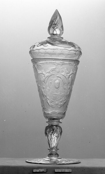 Standing cup with cover, Glass, probably Bohemian 