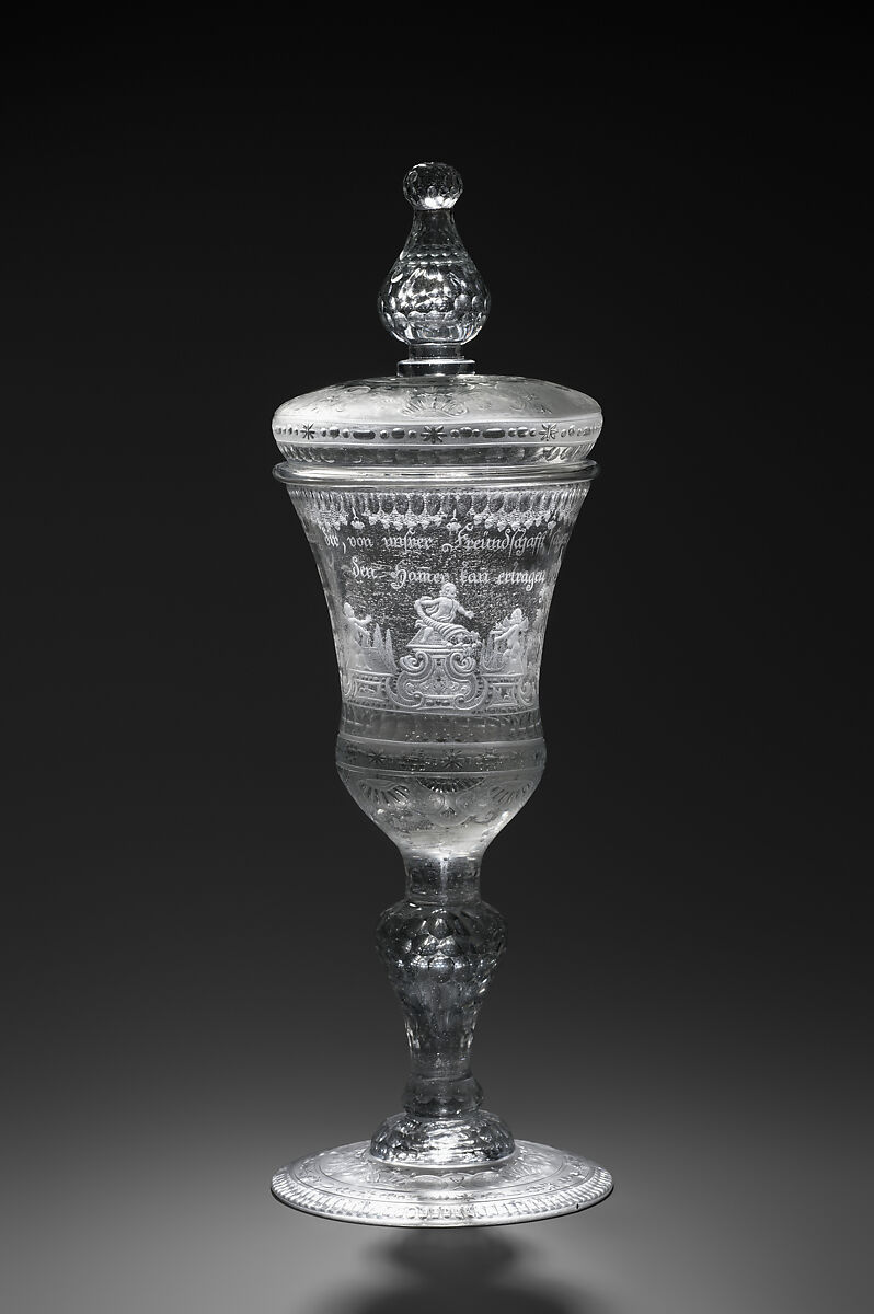 Allegory of love, hope and plenty, Johann Heinrich Balthasar Sang (German, active Brunswick), Glass, engraved and partly polished, German, Brunswick (Braunschweig)