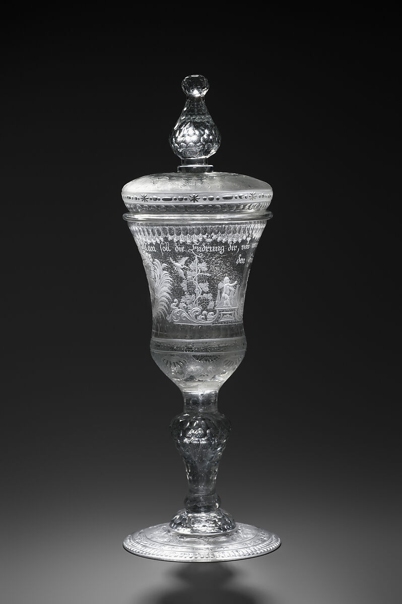 Allegory of love, hope and plenty, Johann Heinrich Balthasar Sang (German, active Brunswick), Glass, engraved and partly polished, German, Brunswick (Braunschweig)