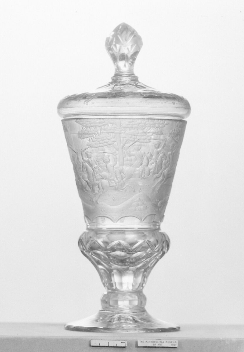 Standing cup with cover, Glass, German, Silesia 