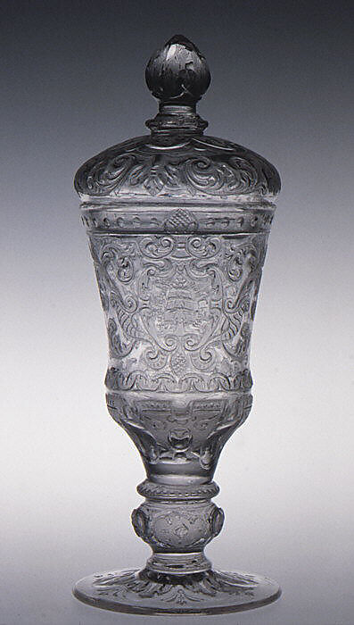 Standing cup with cover, Workshop of Friedrich Winter (active 1685–ca. 1710), Glass, German, Silesia (Petersdorf) 
