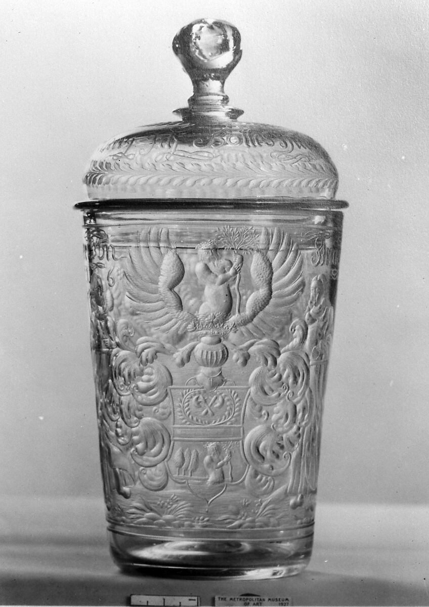 Arms of the Klinkebiel von Grünewald family, Attributed to the Master of the Koula Beaker, Glass, Bohemian, Riesengebirge (Krkonoše) 