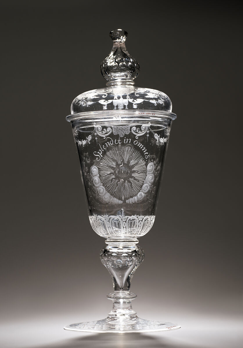 Allianced armorials of Saxe-Weissenfels and Brandenburg, Engraved by G. E. Kunckel, Glass, German, Thuringia