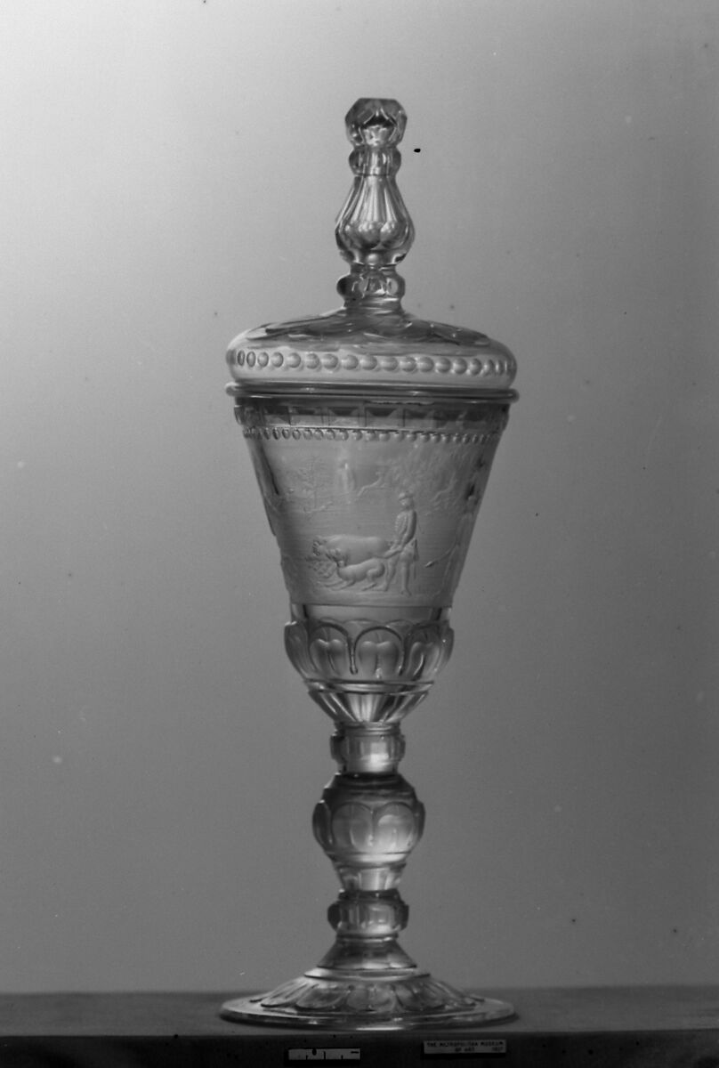 Standing cup with cover, Glass, German, Potsdam 