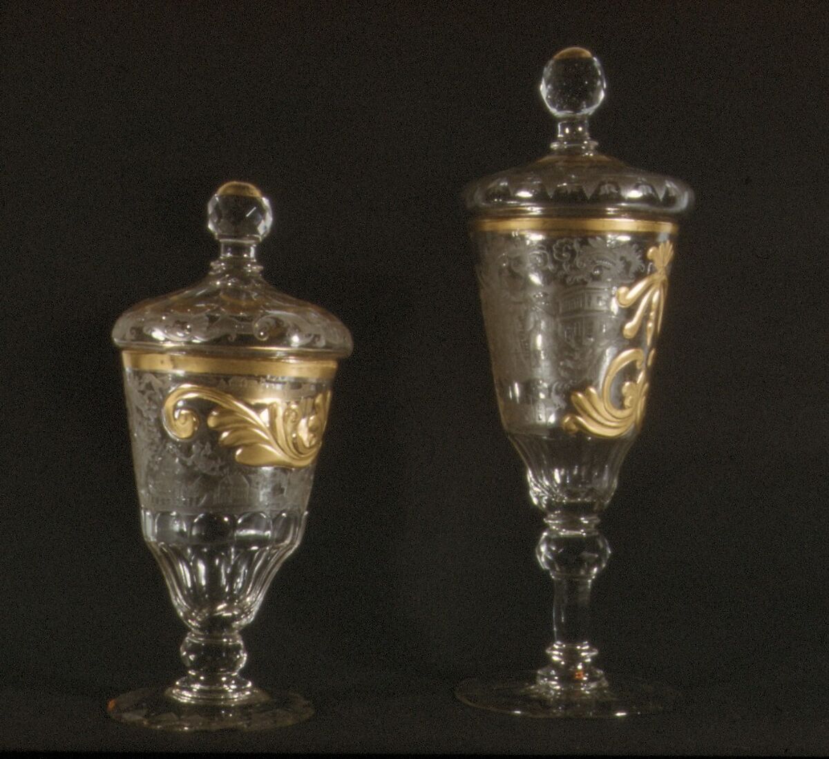 Standing cup with cover, Glass, German, Silesia