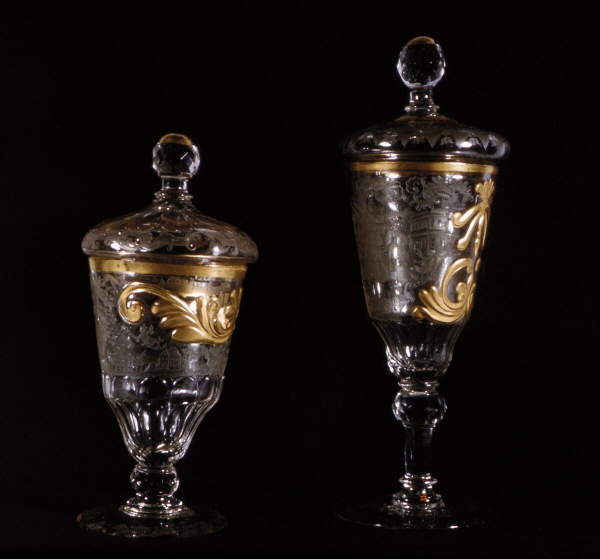 Standing cup with cover, Glass, German, Silesia