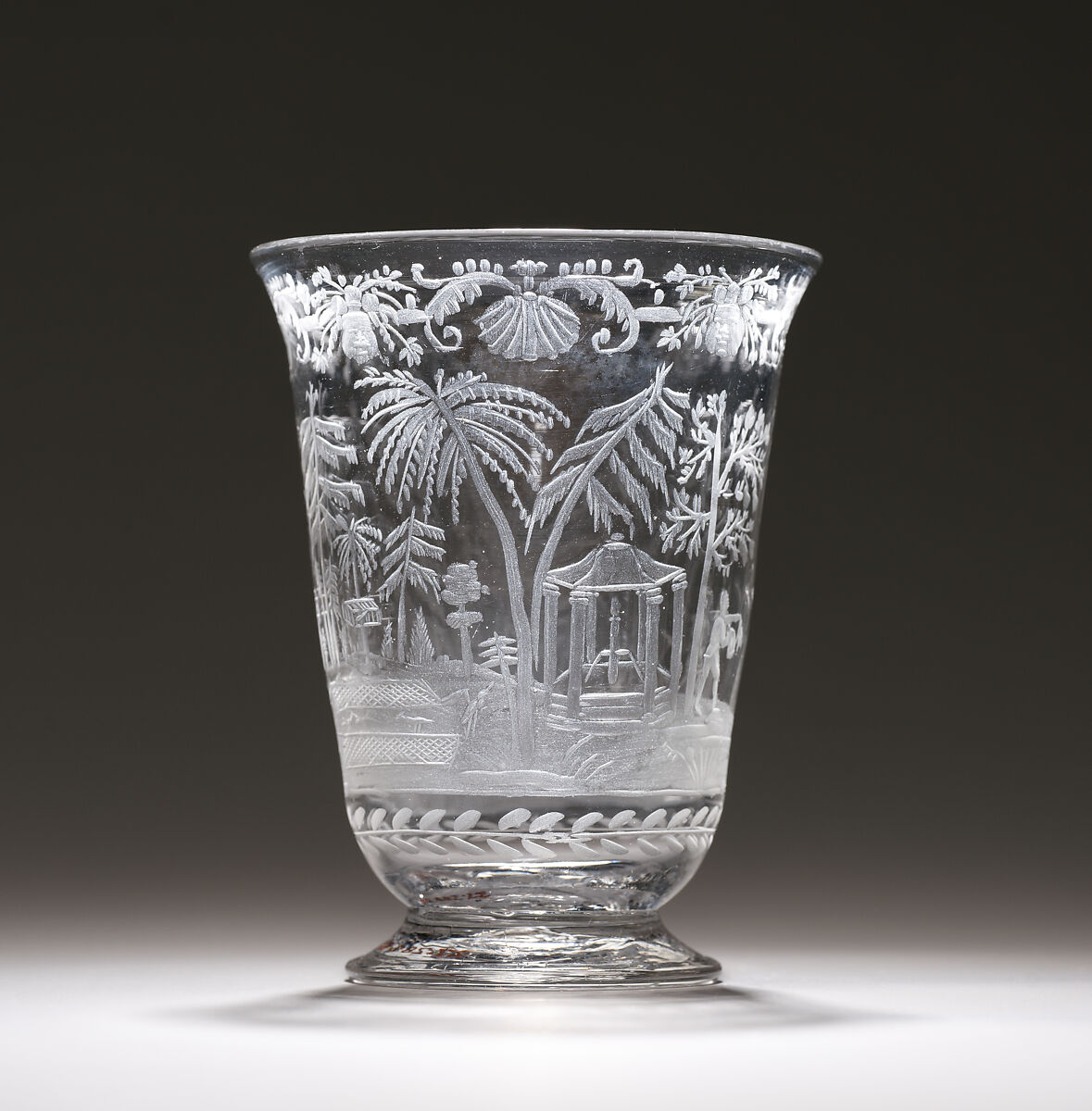 Woodland scene of bird-snaring, Glass, German, Nuremberg