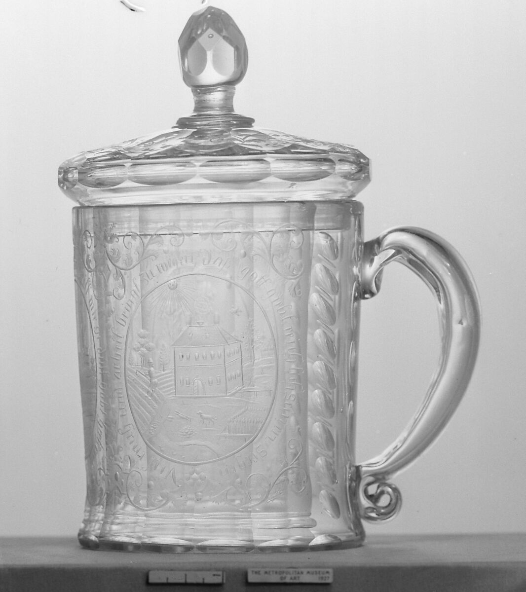Mug with cover, Glass, German, Silesia 