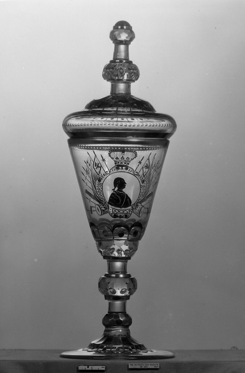 Standing cup with cover, Glass, German, Potsdam or Zechlin 