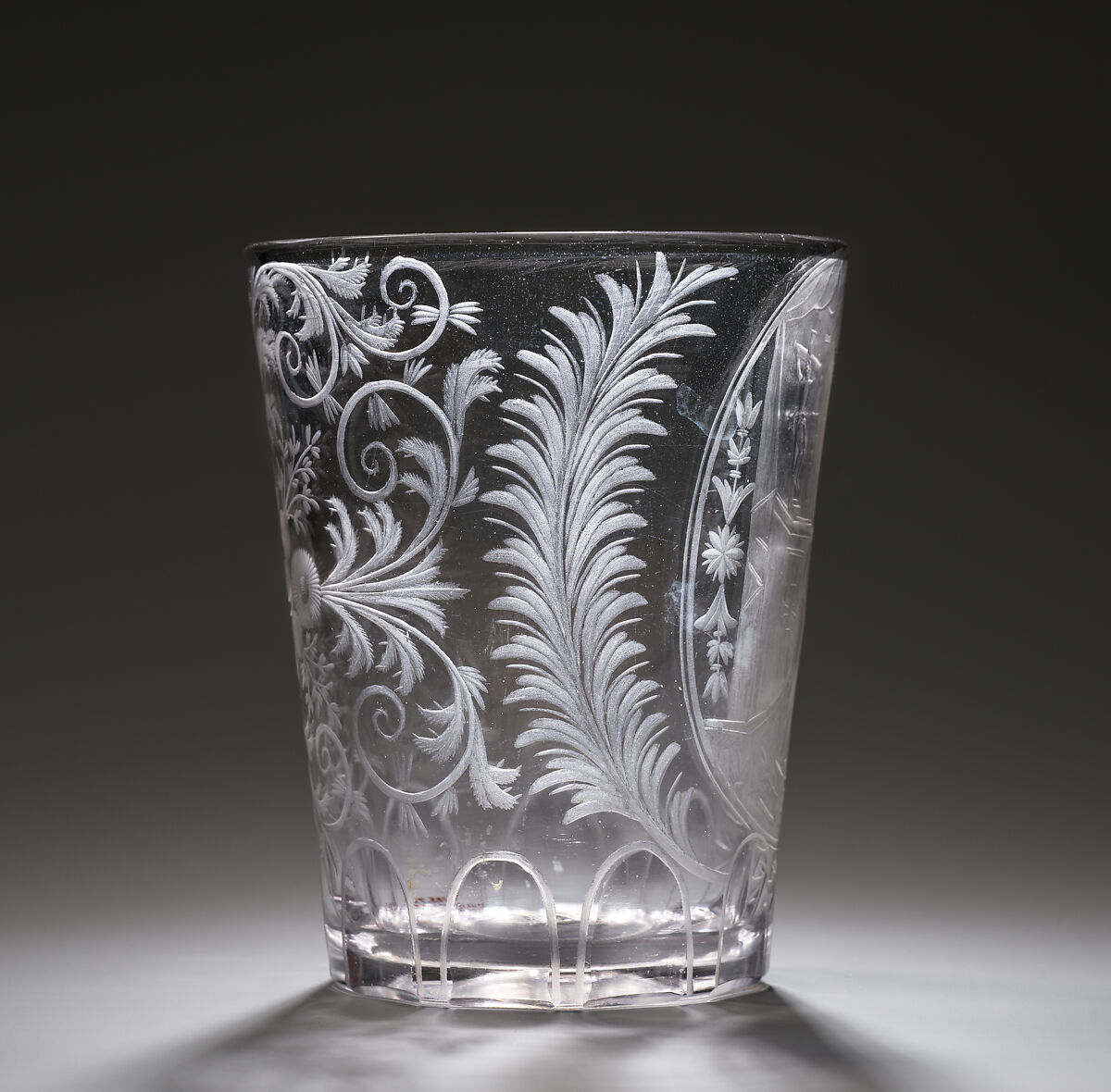 A monk praying before an altar, Glass, Bohemian