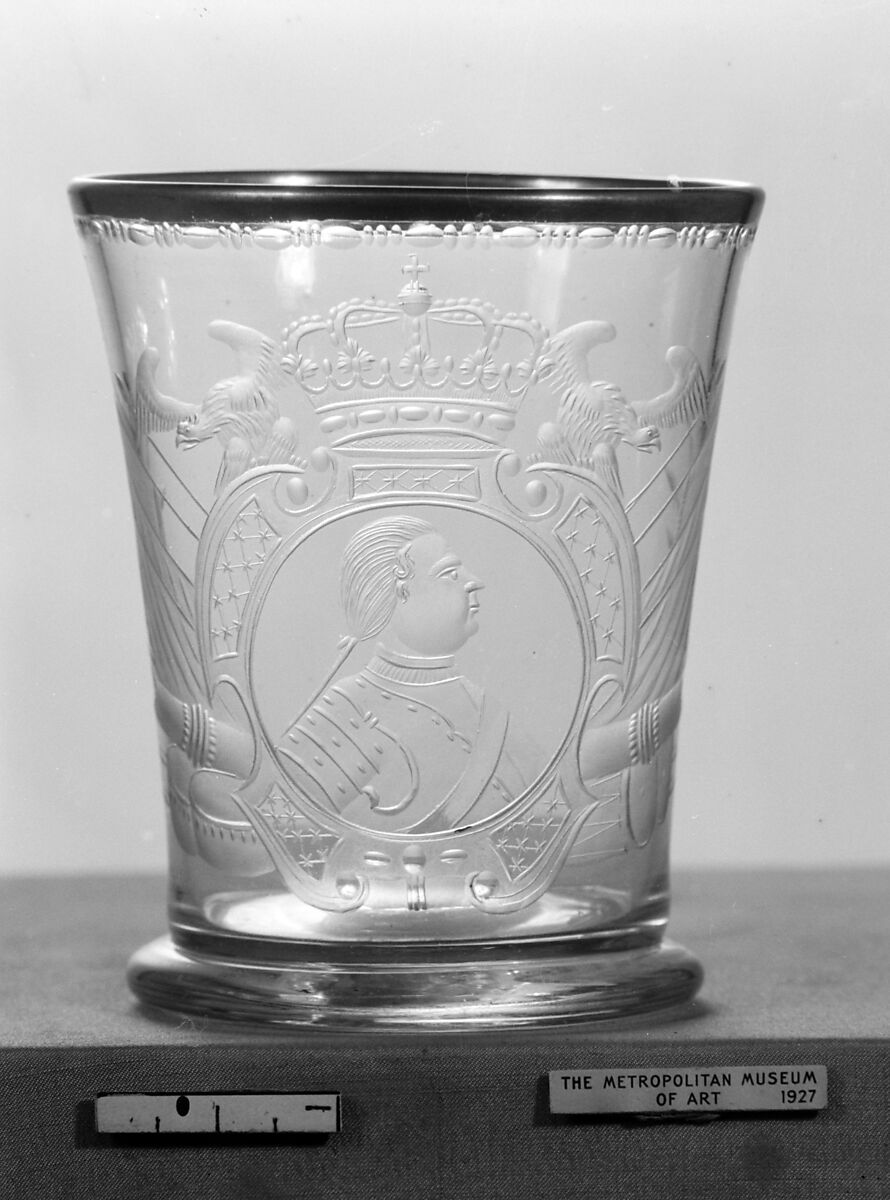 Beaker, Glass, silver coin, German, Potsdam or Zechlin 