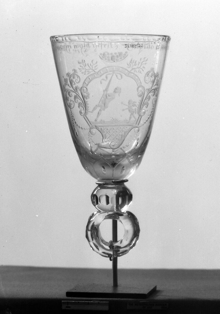 Wineglass (Sturzbecher), Possibly engraved by G. E. Kunckel or his workshop, Glass, German, Thuringia 