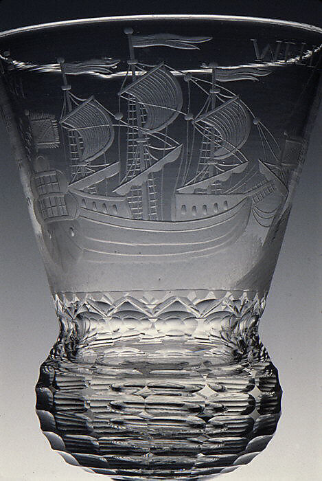 Standing cup with cover, Glass, German, Saxony with Dutch cutting