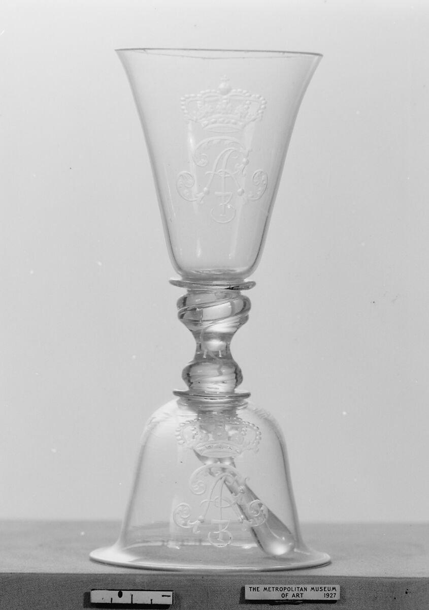 Goblet with bell, Glass, German, Saxony with Berlin decoration 