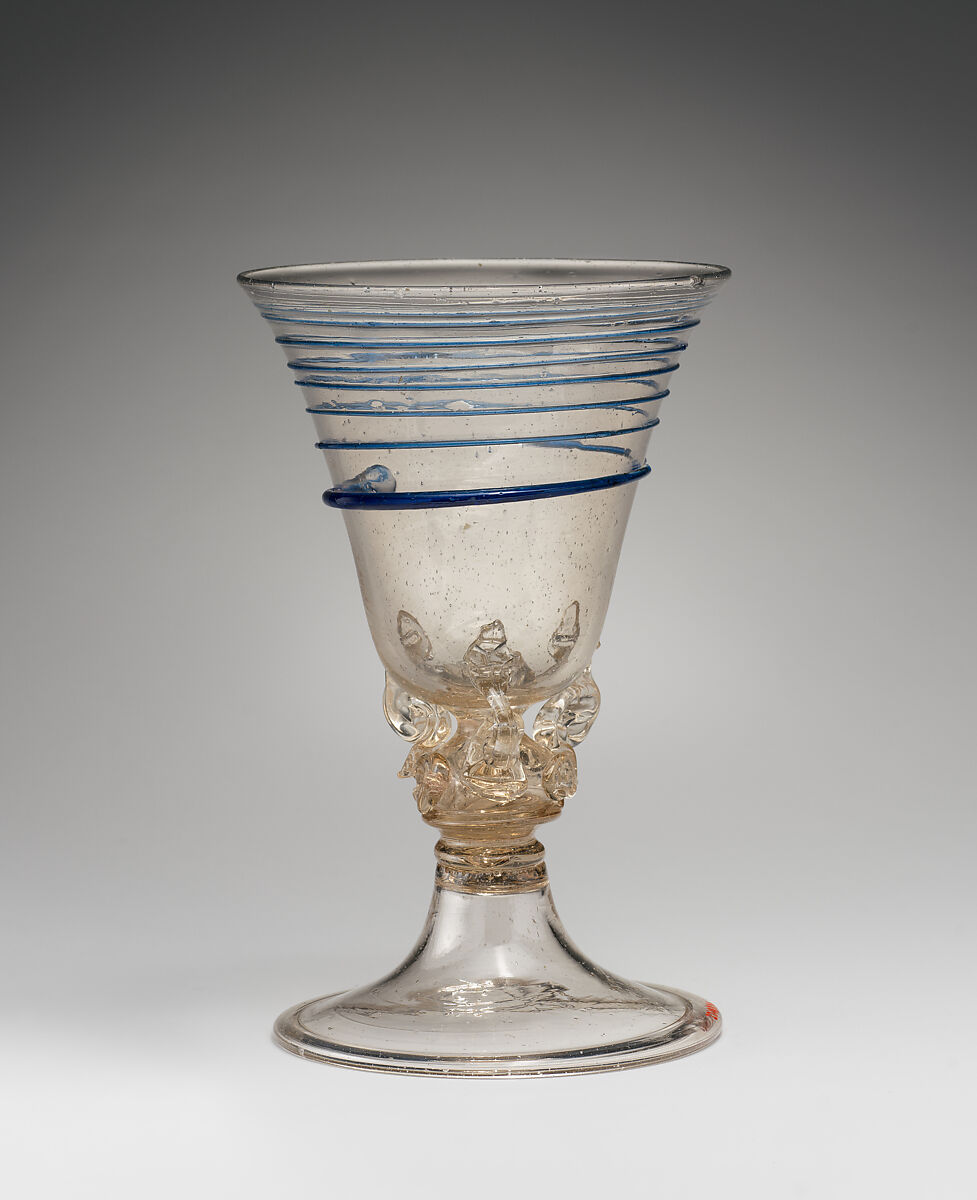 Puzzle or "surprise" goblet, Glass, German