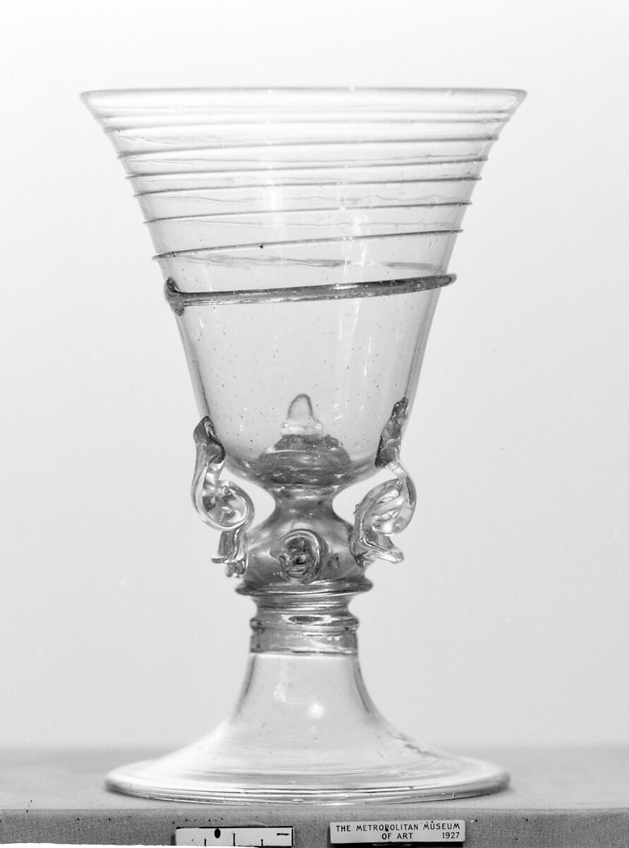 Puzzle or "surprise" goblet, Glass, German 