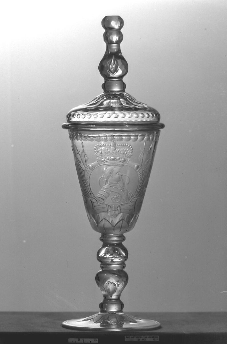 Standing cup with cover, Glass, German, Potsdam 