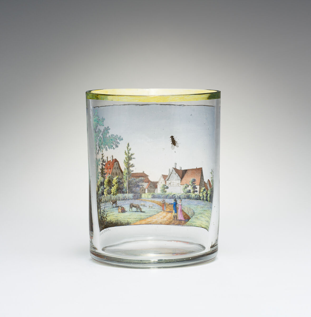 Beaker, August Viertel, Glass, German with possibly Dresden or Austrian, Vienna decoration