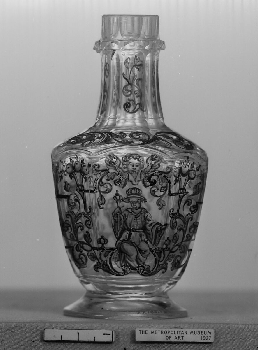 Strapwork and rinceaux with Chinoiserie figures, Decoration probably by Ignaz Preissler (German, Friedrichswald 1676–1741Kronsstadt), Glass, German, Silesia 