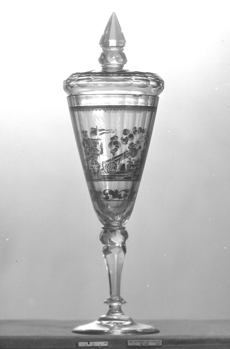 Standing cup with cover, Zwischengold glass, Bohemian 