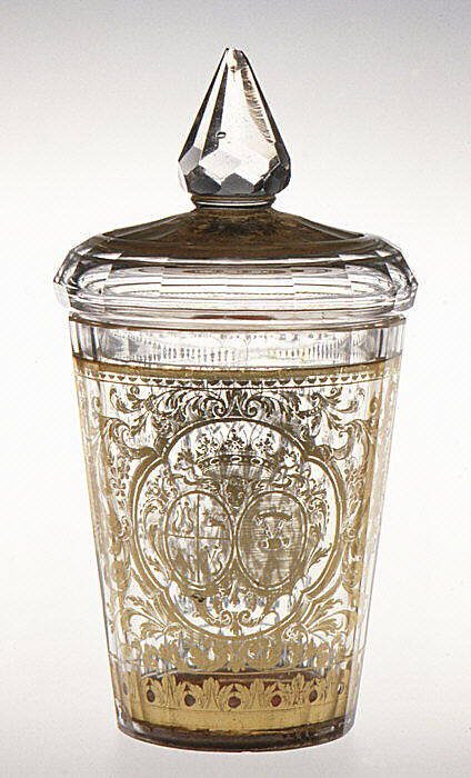 Beaker with cover, Zwischengold glass, Bohemian