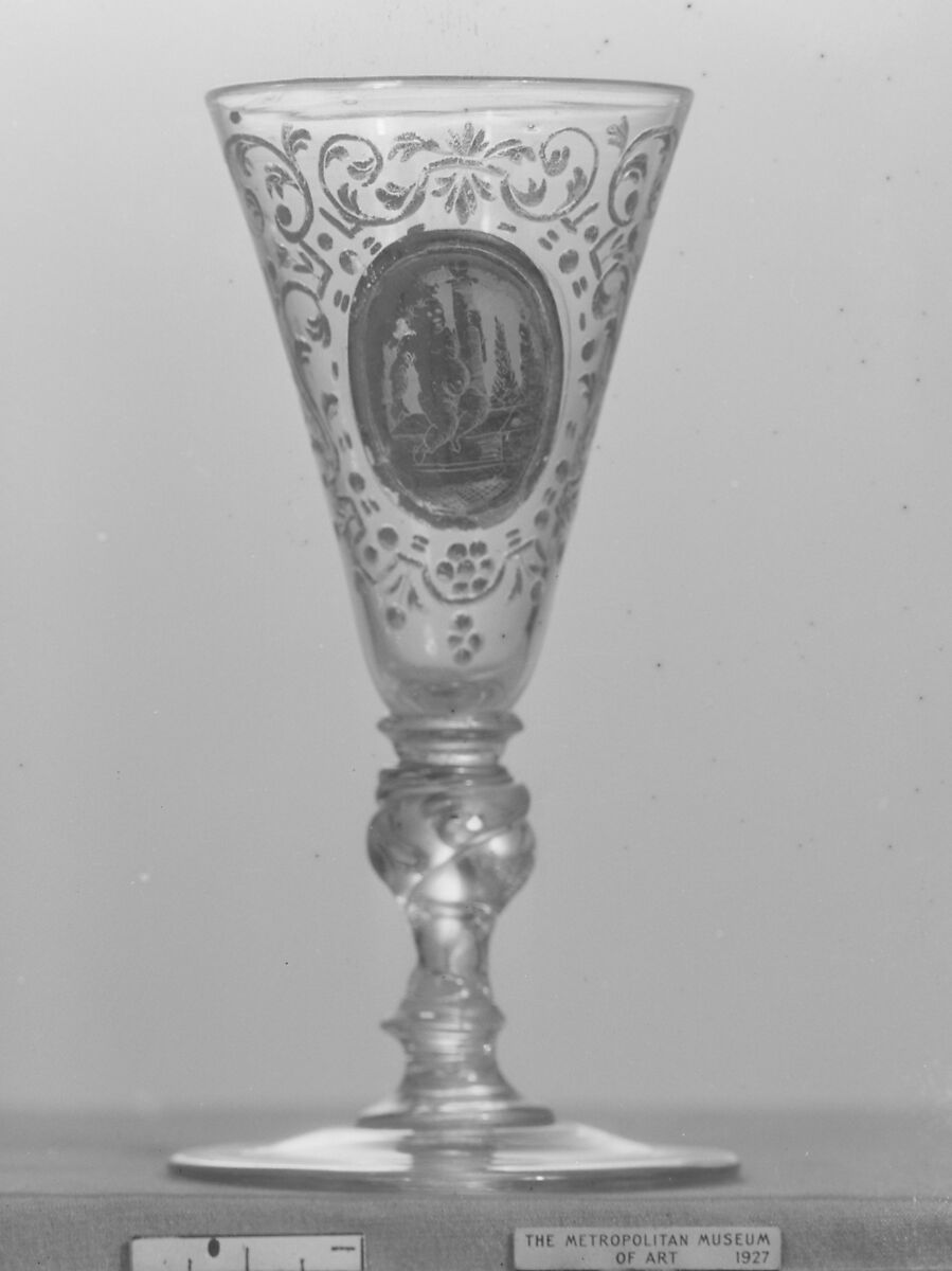 Wineglass, Glass, verre églomisé and Zwischengold glass, Bohemian 