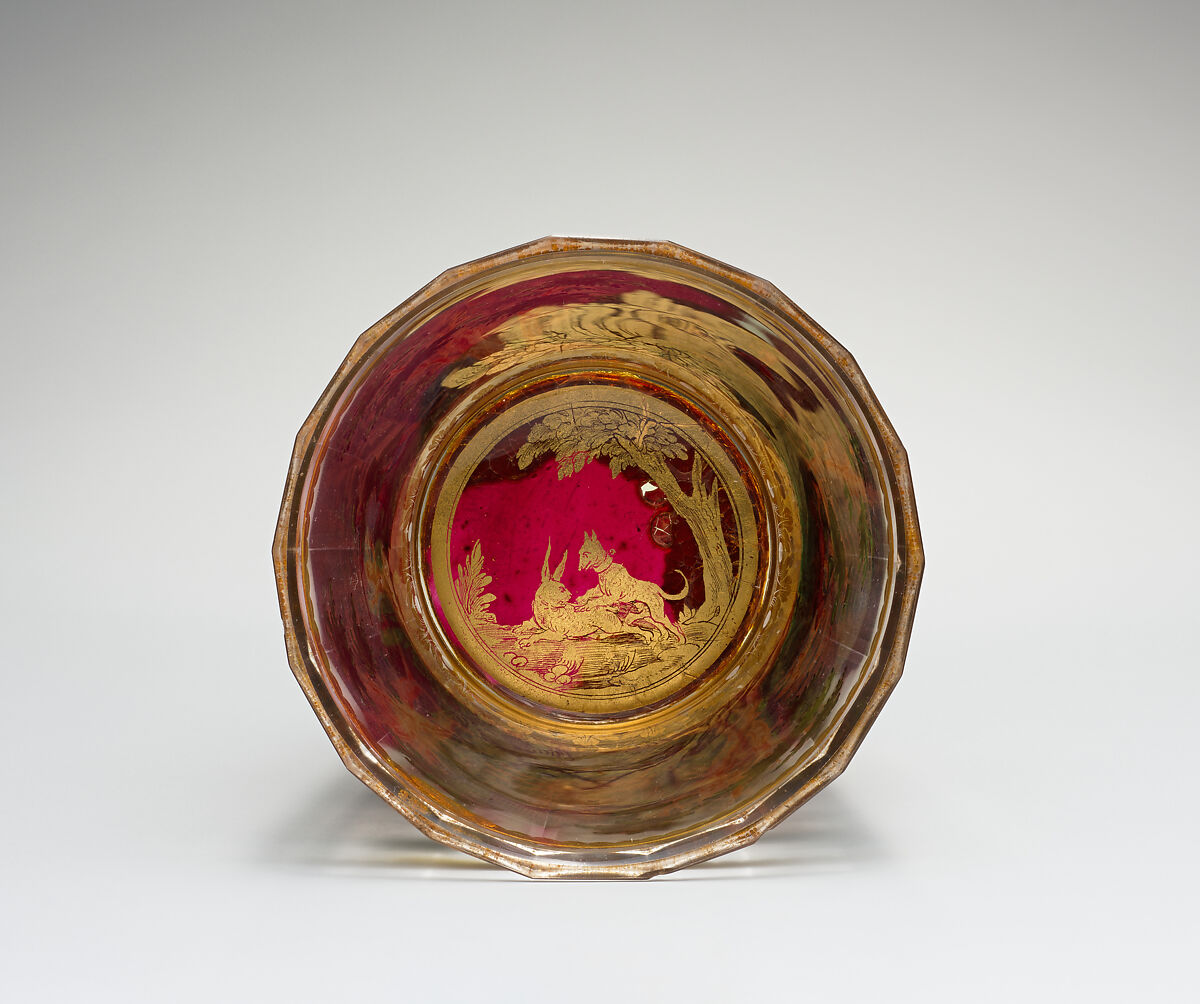 Beaker, Zwischengold glass, Bohemian