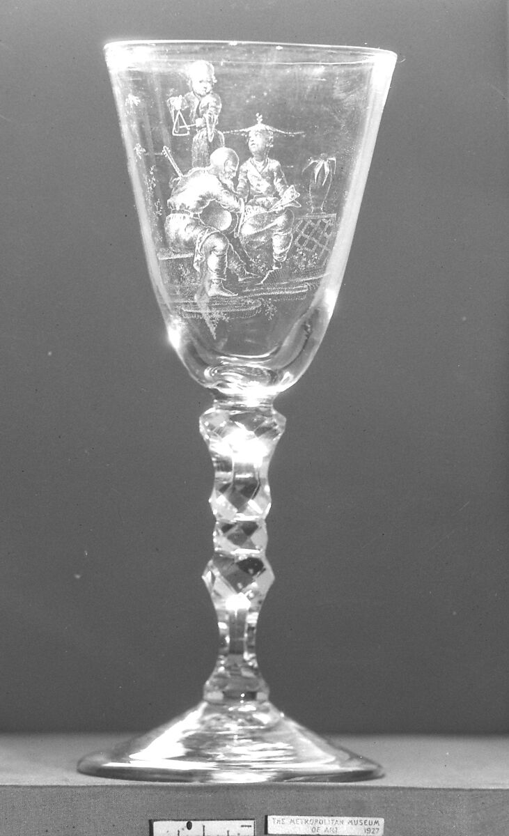 Wineglass, Engraved by David Wolff (Dutch, &#39;s Hertogenbosch 1732–1798 The Hague), Glass, Dutch, The Hague 