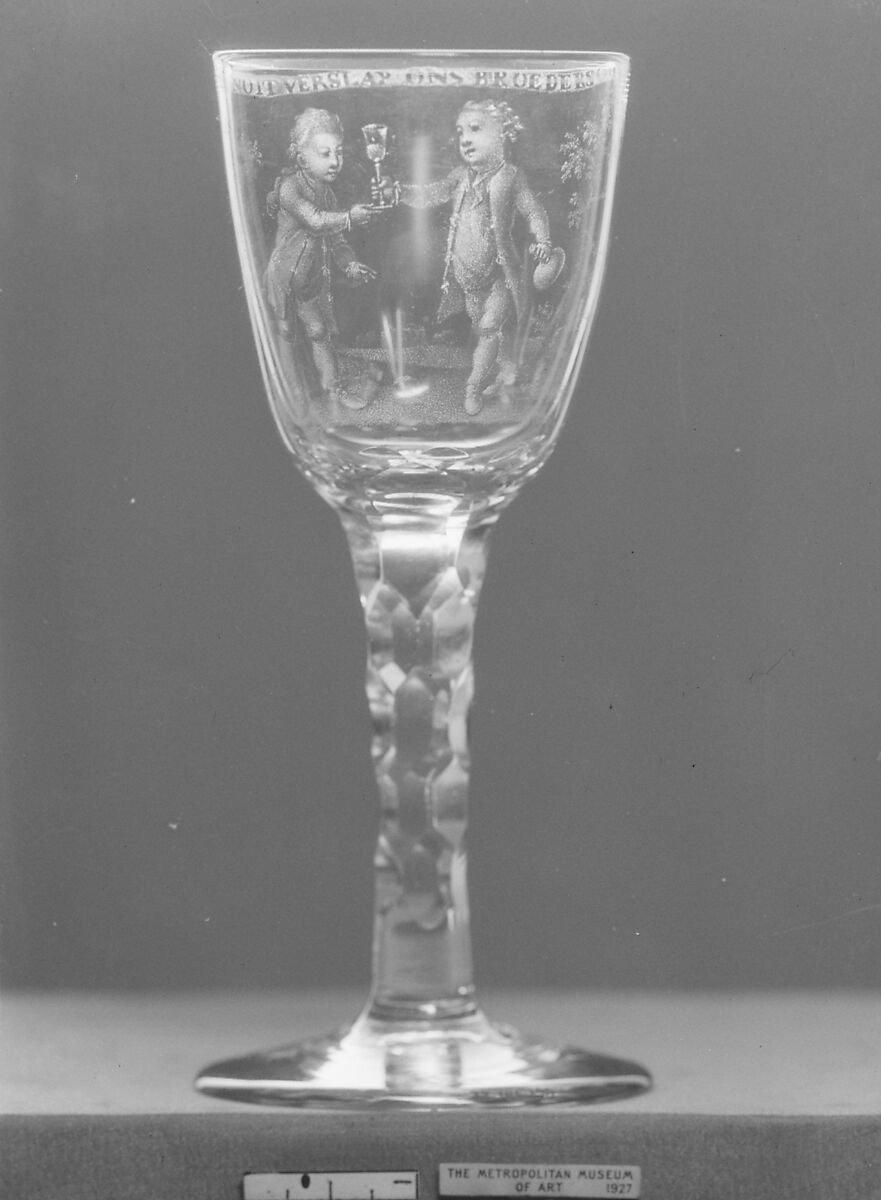 Wineglass, Engraved by David Wolff (Dutch, &#39;s Hertogenbosch 1732–1798 The Hague), Glass, Dutch, The Hague 