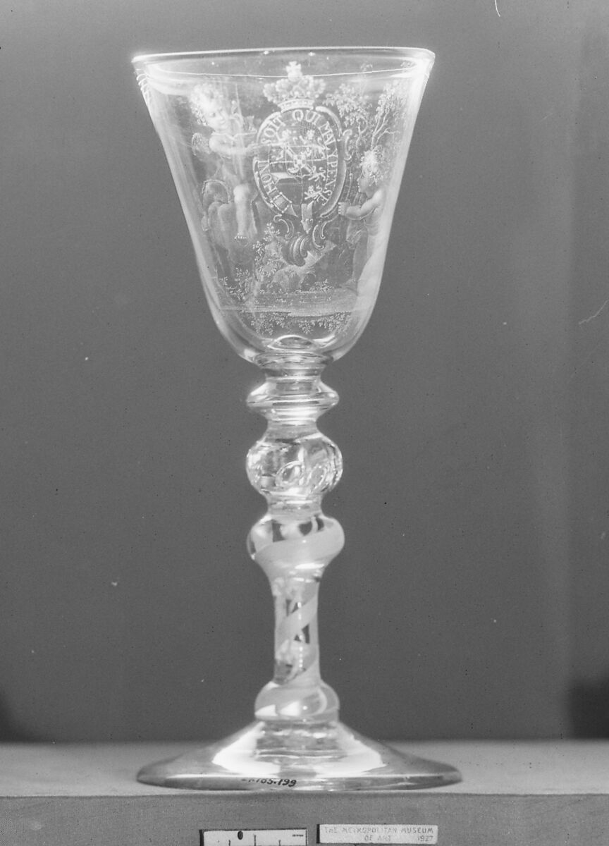 Wineglass, Engraved by David Wolff (Dutch, &#39;s Hertogenbosch 1732–1798 The Hague), Glass, Dutch, The Hague 