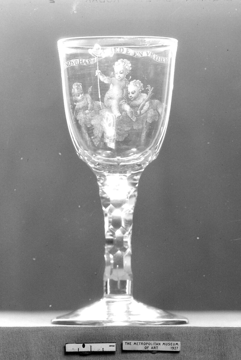 Wineglass, Engraved by David Wolff (Dutch, &#39;s Hertogenbosch 1732–1798 The Hague), Glass, Dutch, The Hague 