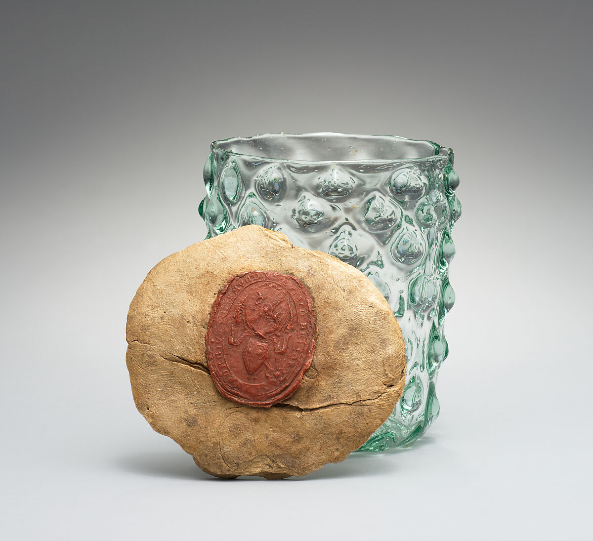 Reliquary beaker with wax cover, Glass, German