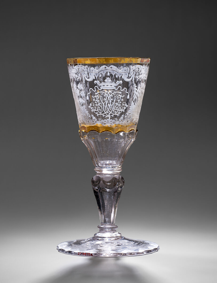 Standing cup, Engraved by Christian Gottfried Schneider (German, 1710–1773), Glass, German, Silesia