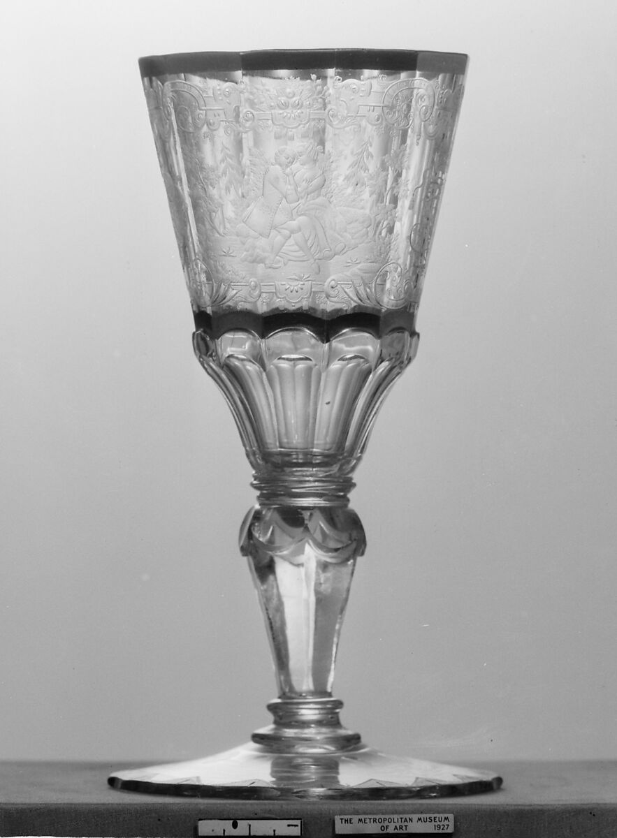 Standing cup, Engraved by Christian Gottfried Schneider (German, 1710–1773), Glass, German, Silesia 