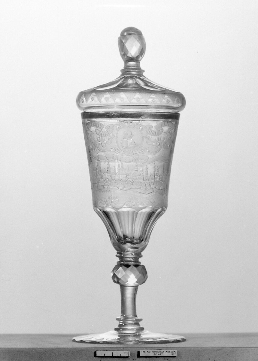 Standing cup with cover, Glass, German, Silesia 