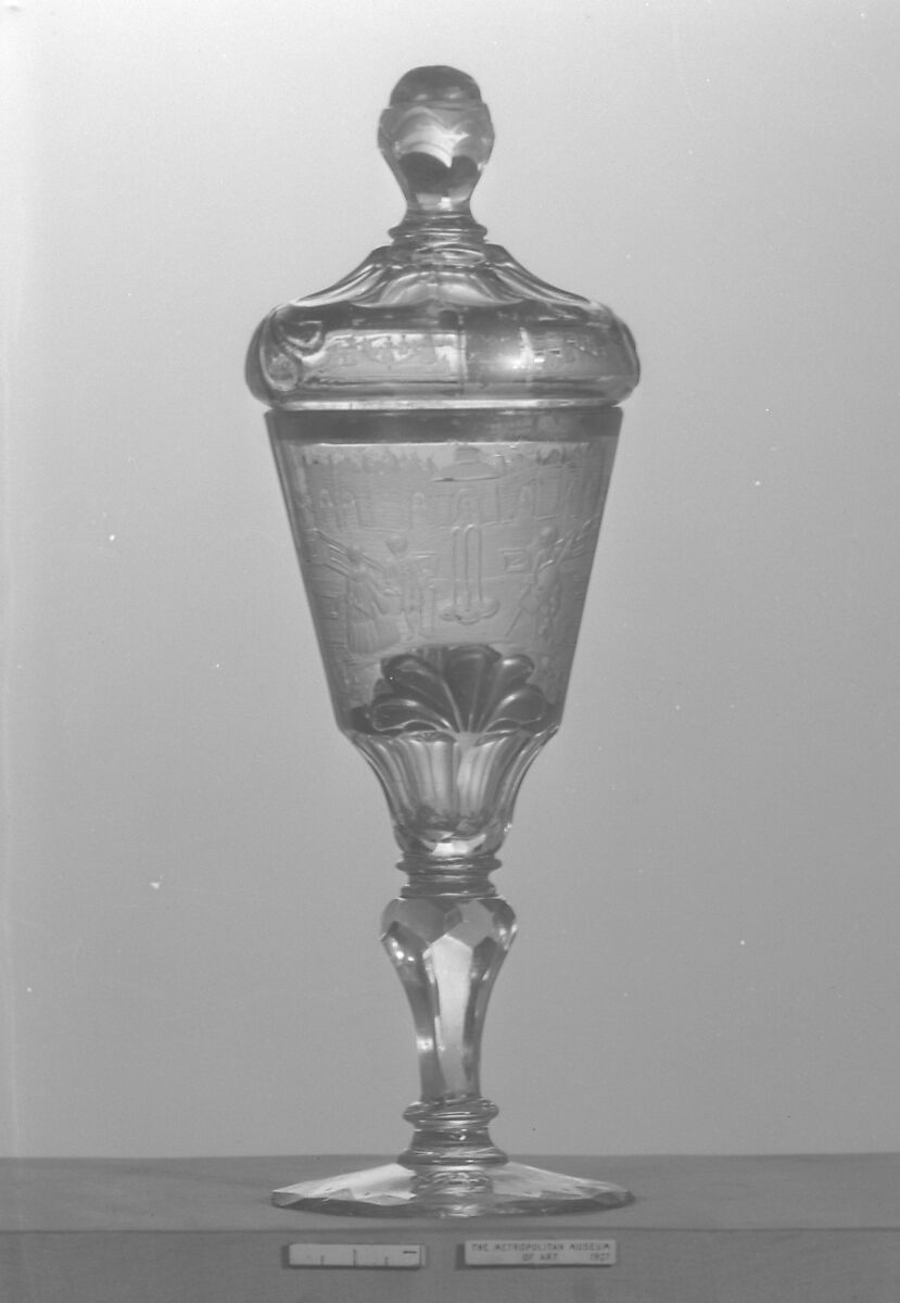 Standing cup with cover, Glass, German, Silesia 