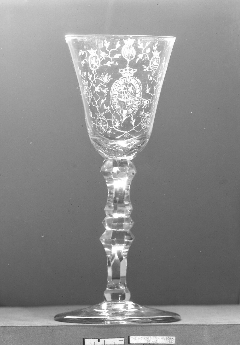 Wineglass with arms of William V, Prince of Orange, Glass, Dutch 