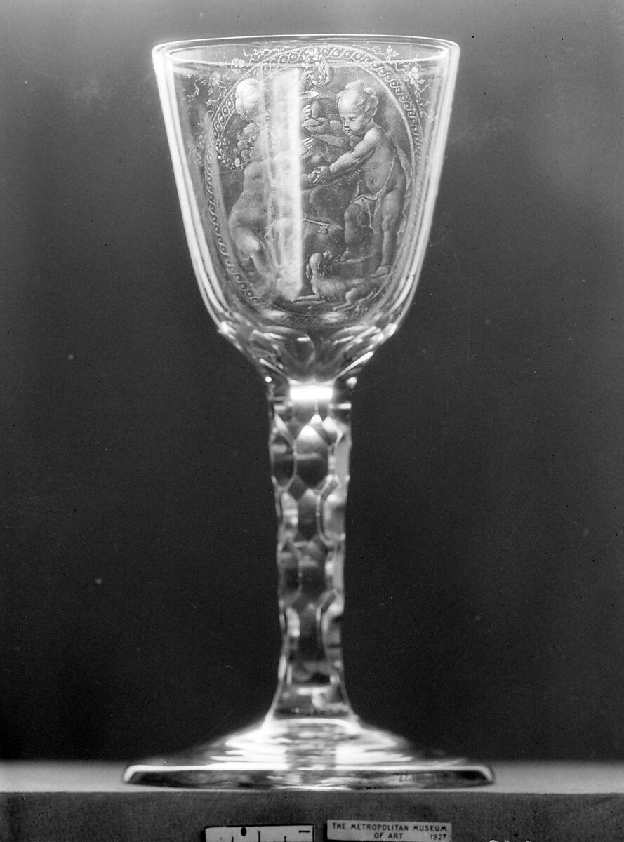 Wineglass, Engraved by David Wolff (Dutch, &#39;s Hertogenbosch 1732–1798 The Hague), Glass, Dutch, The Hague 