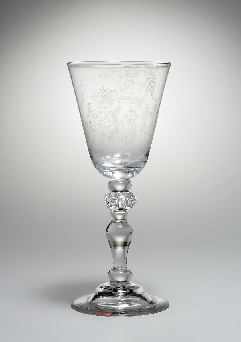 Wedding goblet commemorating the nuptials of Paulus Gevers and Jacoba Maria Cornets de Groot, Style of William Fortuyn (working 1757–70), Glass, Dutch