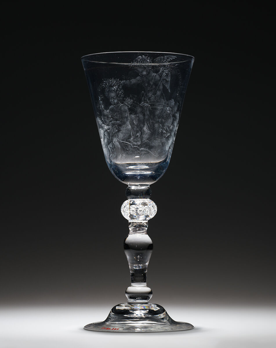 Wedding goblet commemorating the nuptials of Paulus Gevers and Jacoba Maria Cornets de Groot, Style of William Fortuyn (working 1757–70), Glass, Dutch