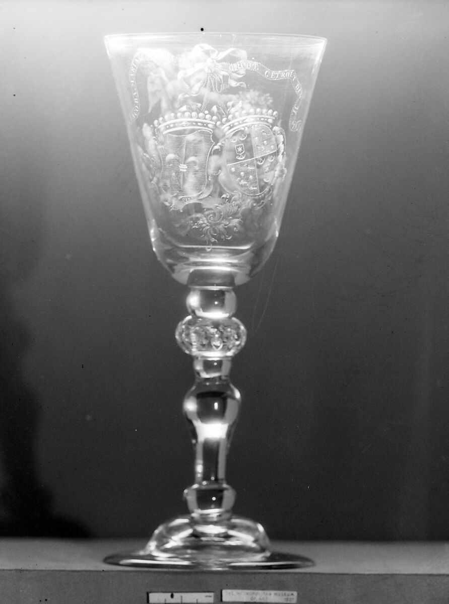 Wineglass, Style of William Fortuyn (working 1757–70), Glass, Dutch 