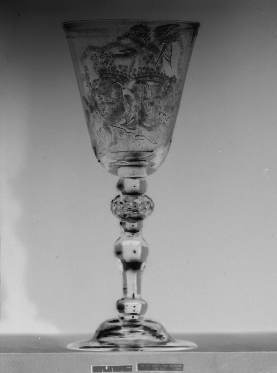 Wedding goblet commemorating the nuptials of Paulus Gevers and Jacoba Maria Cornets de Groot, Style of William Fortuyn (working 1757–70), Glass, Dutch