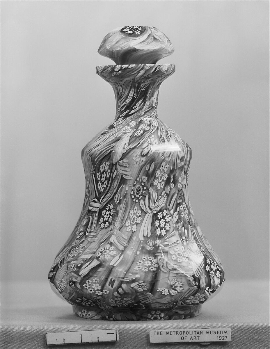 Bottle with stopper, Glass, German 