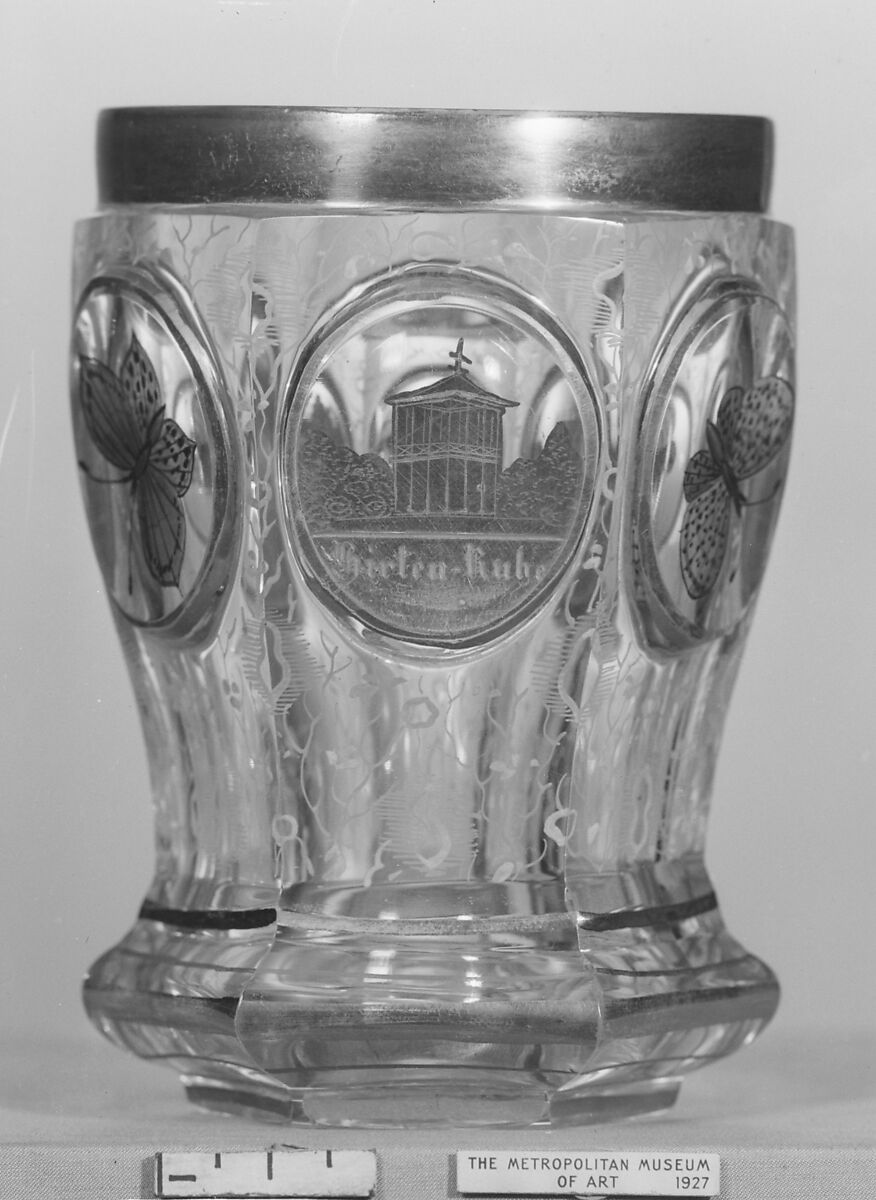 Spa beaker with scenes of Marienbad, Glass, Bohemian 